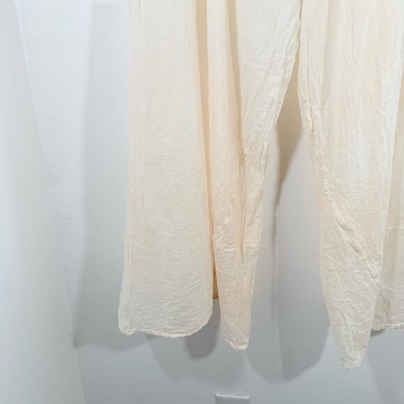 Free People Intimately Cream Lightweight Semisheer Wide Leg Lounge Pants Medium - Picture 5 of 14